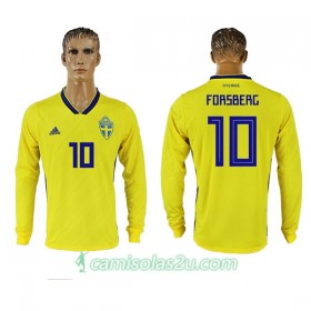 Camisolas de Futebol Suécia Forsberg 10 Equipamento Principal Copa do Mundo 2018 Manga Comprida